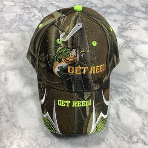Get Reel Fishing Hat Ball Cap One Size New NWOT Camo Neon Green KYS Design